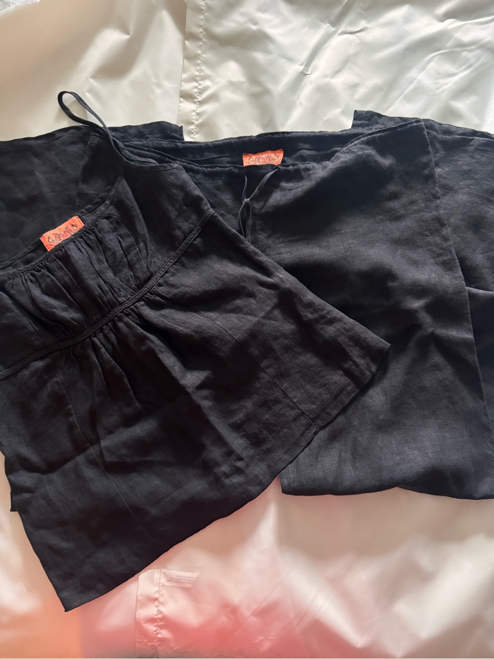 Vintage Juicy Couture Black Linen Camisole and Drawstring Pant Small
